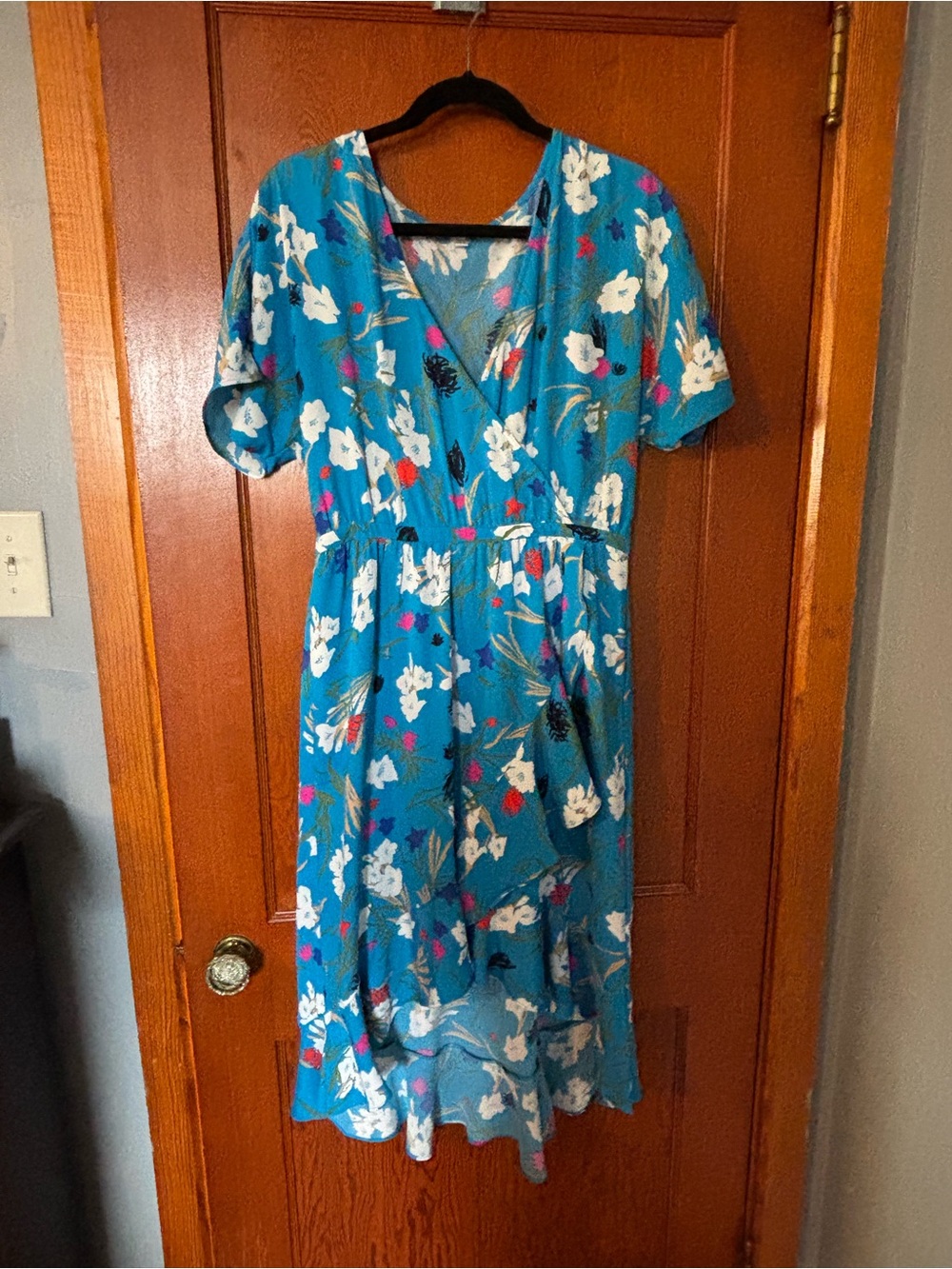 J. Crew Blue Floral Wrap-Style Women’s Dress